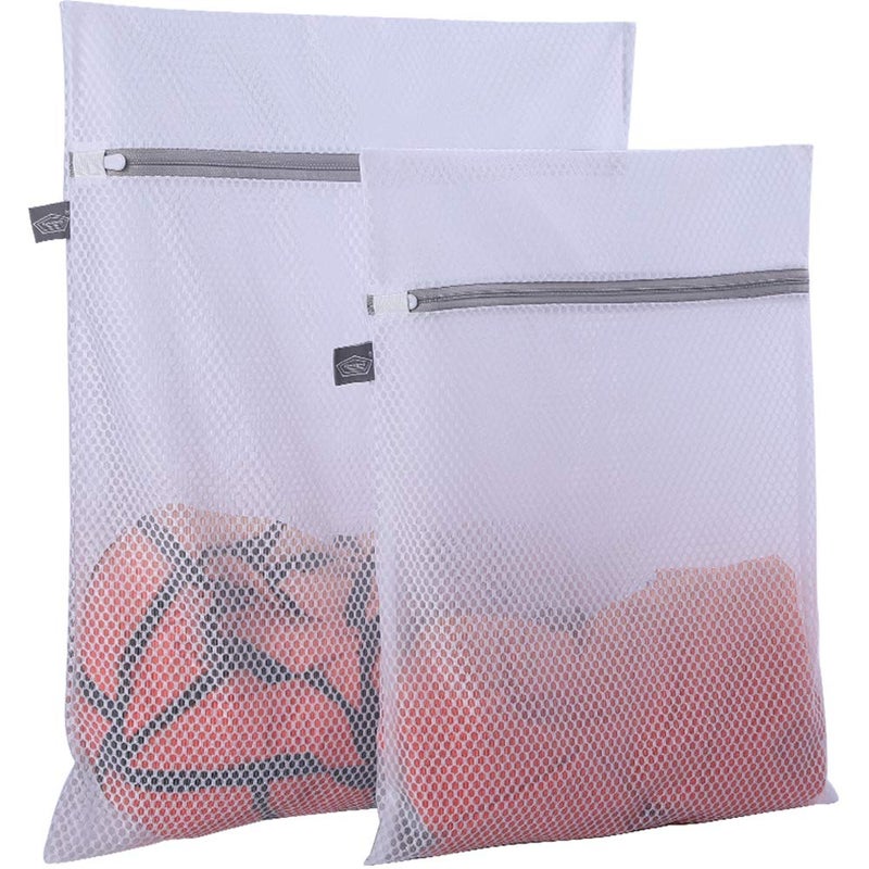 Kimmama Laundry Mesh Wash Bags, Lingerie Bags for Washing Delicates, Mesh Laundry Bags for Washing Machine, White Net, Grey Zipper, 1L & 1M - Image 1